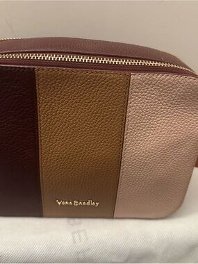 NWOT Vera Bradley Leather Evie Crossbody in Raisin Colorblock